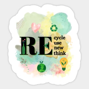 Recycle Reuse Renew Rethink Sticker